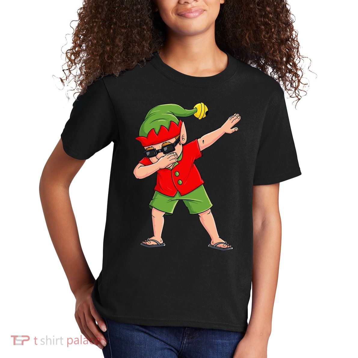 Dabbing Elf Christmas In July Summer Xmas Dab Kids T-Shirt