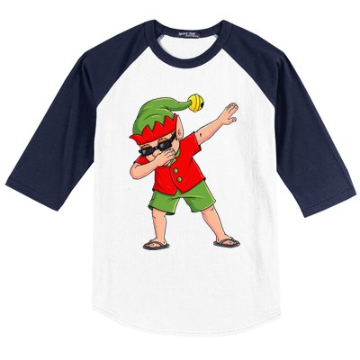 Dabbing Elf Christmas In July Summer Xmas Dab Baseball Sleeve Shirt