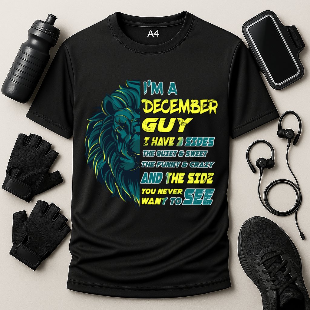 December Birthday Guy Has 3 Sides Sweet Funny Crazy  Cooling Performance Crew T-Shirt