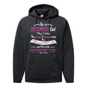 December Girl Sweet But Crazy Funny Birthday Performance Fleece Hoodie