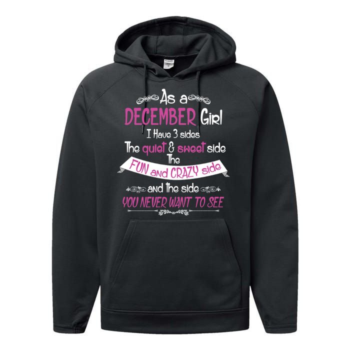 December Girl Sweet But Crazy Funny Birthday Performance Fleece Hoodie