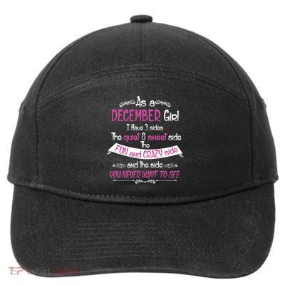 December Girl Sweet But Crazy Funny Birthday 7-Panel Snapback Hat