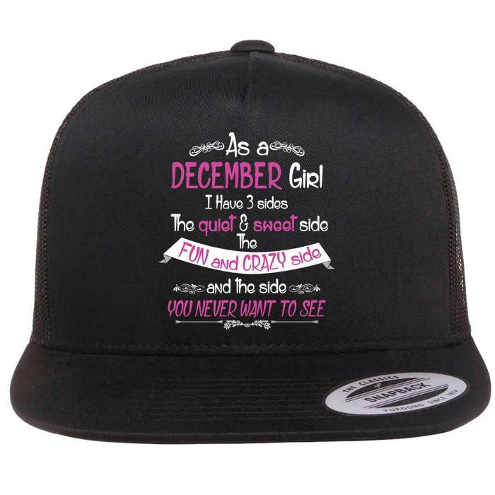 December Girl Sweet But Crazy Funny Birthday Flatbill Hat