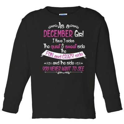 December Girl Sweet But Crazy Funny Birthday Toddler Long Sleeve Shirt