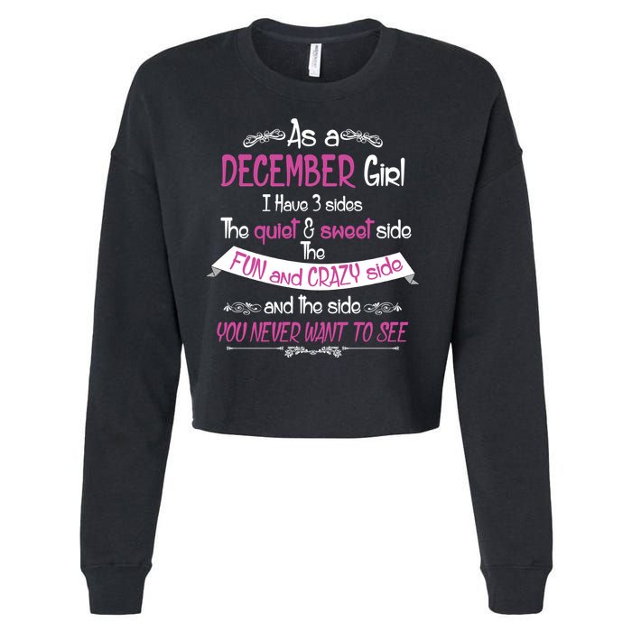 December Girl Sweet But Crazy Funny Birthday Cropped Pullover Crew