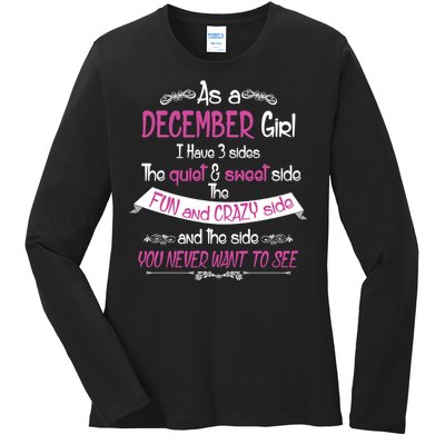 December Girl Sweet But Crazy Funny Birthday Ladies Long Sleeve Shirt