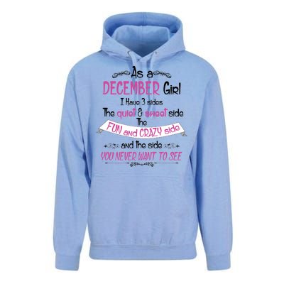 December Girl Sweet But Crazy Funny Birthday Unisex Surf Hoodie