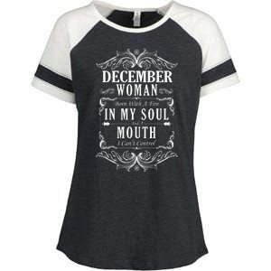 December Woman Funny Birthday Enza Ladies Jersey Colorblock Tee