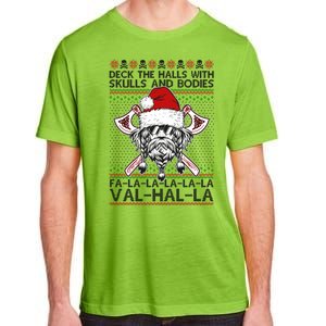 Deck The Halls Skulls Bodies Vikings Santa Ugly Christmas Sweater Adult ChromaSoft Performance T-Shirt