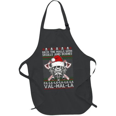 Deck The Halls Skulls Bodies Vikings Santa Ugly Christmas Sweater Apron