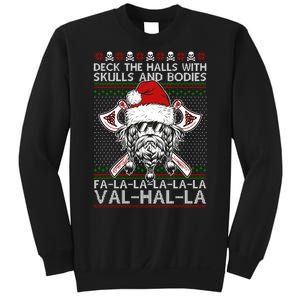 Deck The Halls Skulls Bodies Vikings Santa Ugly Christmas Sweater Sweatshirt