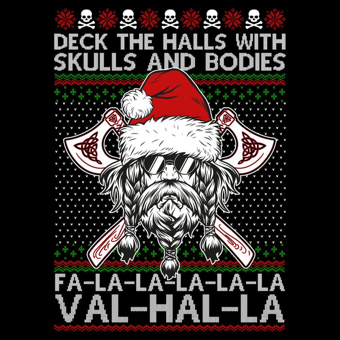 Deck The Halls Skulls Bodies Vikings Santa Ugly Christmas Sweater Impact Tech Backpack