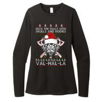 Deck The Halls Skulls Bodies Vikings Santa Ugly Christmas Sweater Womens CVC Long Sleeve Shirt