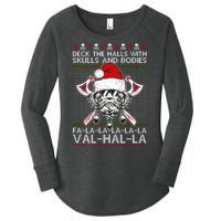 Deck The Halls Skulls Bodies Vikings Santa Ugly Christmas Sweater Women's Perfect Tri Tunic Long Sleeve Shirt