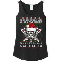 Deck The Halls Skulls Bodies Vikings Santa Ugly Christmas Sweater Ladies Essential Tank