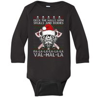 Deck The Halls Skulls Bodies Vikings Santa Ugly Christmas Sweater Baby Long Sleeve Bodysuit