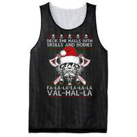 Deck The Halls Skulls Bodies Vikings Santa Ugly Christmas Sweater Mesh Reversible Basketball Jersey Tank