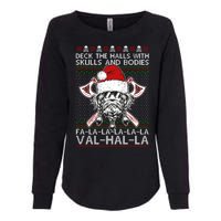 Deck The Halls Skulls Bodies Vikings Santa Ugly Christmas Sweater Womens California Wash Sweatshirt