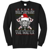 Deck The Halls Skulls Bodies Vikings Santa Ugly Christmas Sweater Tall Sweatshirt