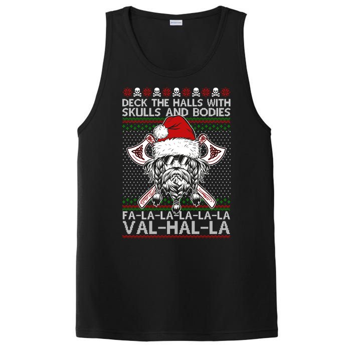 Deck The Halls Skulls Bodies Vikings Santa Ugly Christmas Sweater PosiCharge Competitor Tank