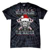 Deck The Halls Skulls Bodies Vikings Santa Ugly Christmas Sweater Tie-Dye T-Shirt