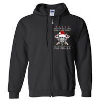 Deck The Halls Skulls Bodies Vikings Santa Ugly Christmas Sweater Full Zip Hoodie