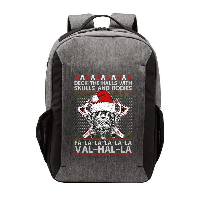 Deck The Halls Skulls Bodies Vikings Santa Ugly Christmas Sweater Vector Backpack