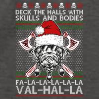 Deck The Halls Skulls Bodies Vikings Santa Ugly Christmas Sweater Vector Backpack