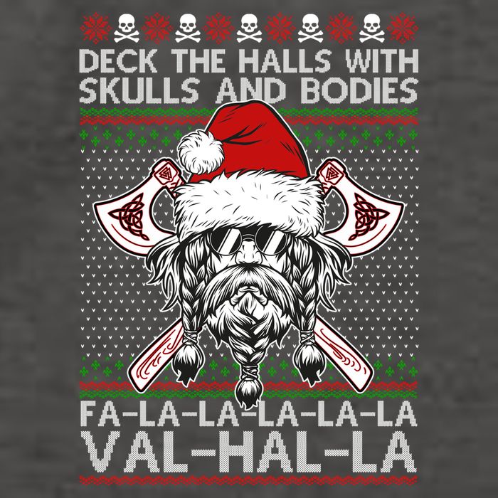 Deck The Halls Skulls Bodies Vikings Santa Ugly Christmas Sweater Vector Backpack