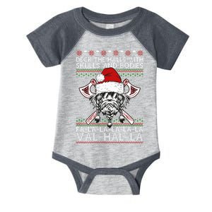 Deck The Halls Skulls Bodies Vikings Santa Ugly Christmas Sweater Infant Baby Jersey Bodysuit