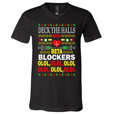 Deck The Halls With Beta Blockers Olol V-Neck T-Shirt