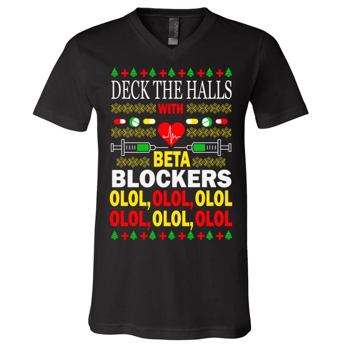 Deck The Halls With Beta Blockers Olol V-Neck T-Shirt