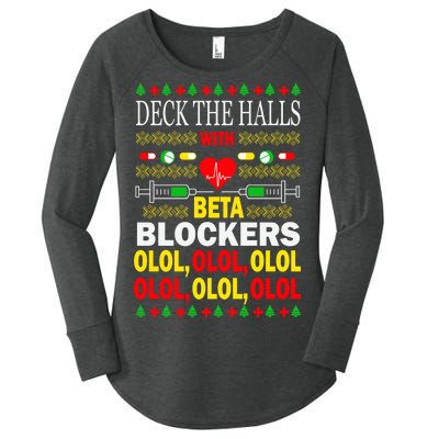 Deck The Halls With Beta Blockers Olol Women's Perfect Tri Tunic Long Sleeve Shirt