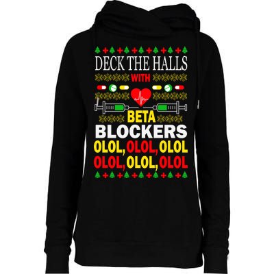 Deck The Halls With Beta Blockers Olol Womens Funnel Neck Pullover Hood