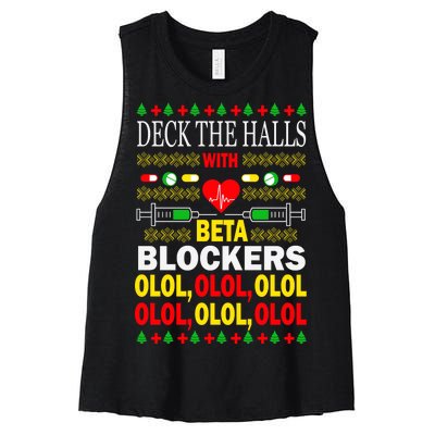 Deck The Halls With Beta Blockers Olol Women's Racerback Cropped Tank