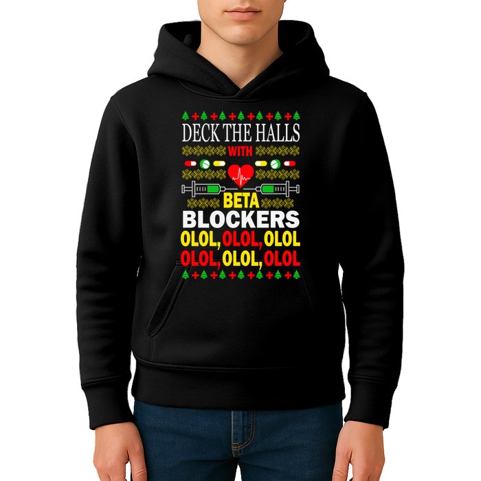 Deck The Halls With Beta Blockers Olol Kids Hoodie