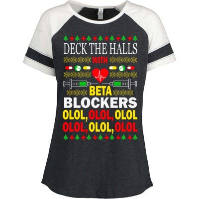 Deck The Halls With Beta Blockers Olol Enza Ladies Jersey Colorblock Tee