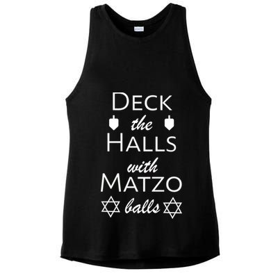 Deck The Halls With Matzo Balls Ladies PosiCharge Tri-Blend Wicking Tank