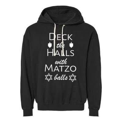 Deck The Halls With Matzo Balls Garment-Dyed Fleece Hoodie