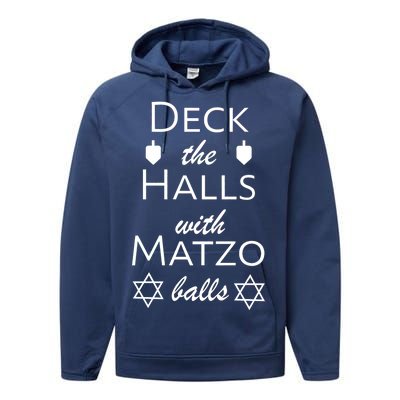 Deck The Halls With Matzo Balls Performance Fleece Hoodie