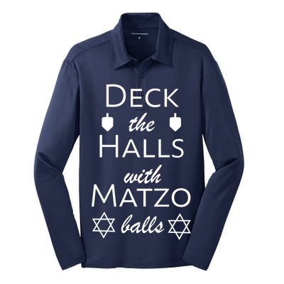 Deck The Halls With Matzo Balls Silk Touch Performance Long Sleeve Polo