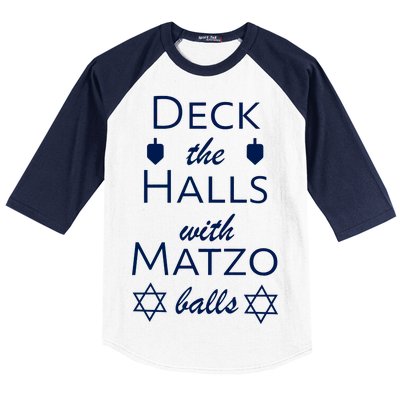 Deck The Halls With Matzo Balls Baseball Sleeve Shirt