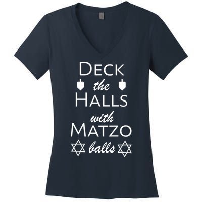 Deck The Halls With Matzo Balls Women's V-Neck T-Shirt