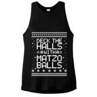 Deck The Halls With Matzo Balls Funny Hanukkah Ugly Ladies PosiCharge Tri-Blend Wicking Tank
