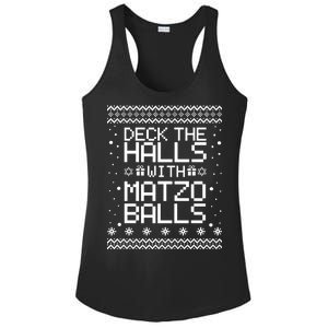 Deck The Halls With Matzo Balls Funny Hanukkah Ugly Ladies PosiCharge Competitor Racerback Tank