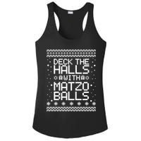 Deck The Halls With Matzo Balls Funny Hanukkah Ugly Ladies PosiCharge Competitor Racerback Tank