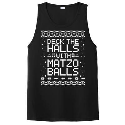 Deck The Halls With Matzo Balls Funny Hanukkah Ugly PosiCharge Competitor Tank