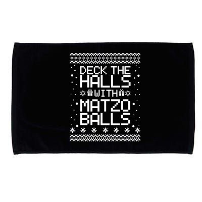 Deck The Halls With Matzo Balls Funny Hanukkah Ugly Microfiber Hand Towel