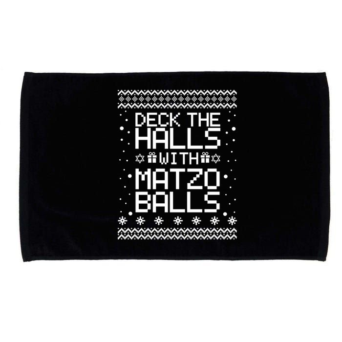 Deck The Halls With Matzo Balls Funny Hanukkah Ugly Microfiber Hand Towel