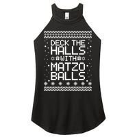Deck The Halls With Matzo Balls Funny Hanukkah Ugly Women's Perfect Tri Rocker Tank
